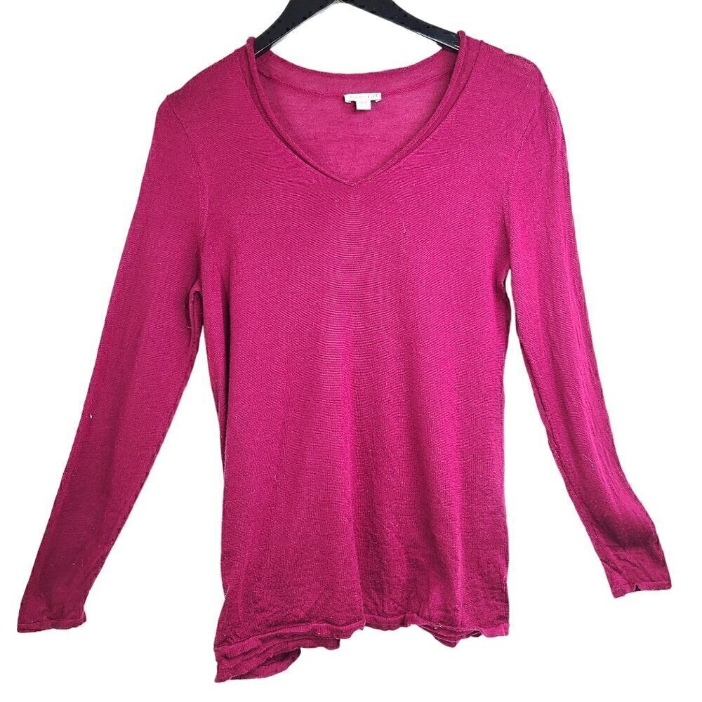 J. Jill  100% Merino Wool Magenta Plum Long Sleeve Soft V-Neck Sweater S Petite